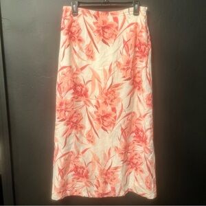 Amanda Smith 100% Linen Women
SZ S Long SALMON PINK Floral A-Line